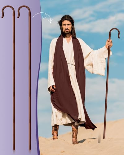 Poen Shepherds Hook Costume Staff 5ft Plastic Walking Cane - color: Brown