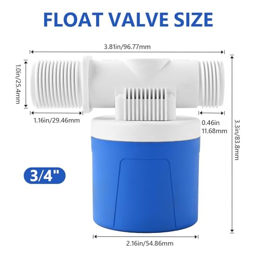 2Pcs 3/4" Aquapulse Side Inlet Water Float Valve, Automatic Water Level Conrtol Valves, Aqua pluse Water Tank Float Valve for Livestock, Swimming Pool, Toilet, Garden Irrigation System, 3/4" Hose - size: 3/4" Side Inlet