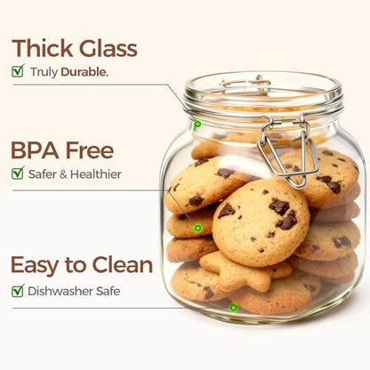 ComSaf Square Glass Pickling Jars 27 oz 6 Pack with Airtight Lids Pantry - size: 27oz*6