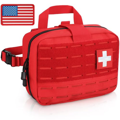 LIVANS Medical Bag, First Aid Bag Empty for Emergency & Trauma Kits - color: Red