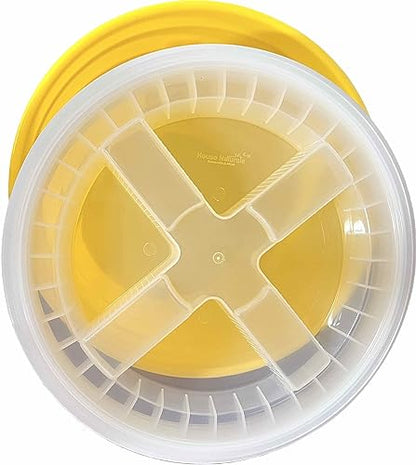 House Naturals 5 Gallon Plastic Yellow Food Grade BPA Free Made in USA Bucket Pail with Air Tight Double Gasket Screw on Lid(Pack of 3) (Yellow and Clear lids) - color: Yellow and Clear Lids