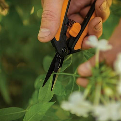 Fiskars 6" Non-Stick Pruning Snips, Resin-Resistant Garden Scissors, 2-Pack | Garden Shears for Weeds, Flower Buds & Small Plants, Steel Blades Stay Sharp, Easy Action Spring, SoftGrip Handles - style: Non-Stick Snips (2-Pack)