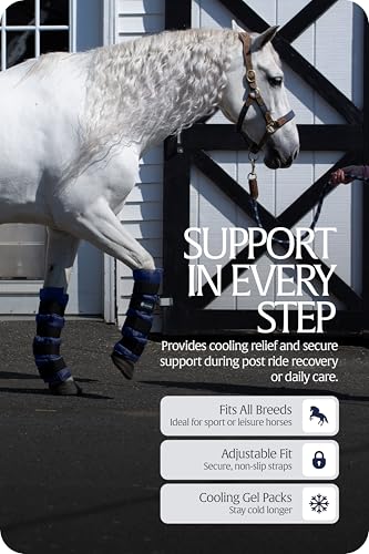 Equinavia Cool Relief Therapy Equine Ice Boots for Horses-Gel Cooling Wraps - color: Navy Blue