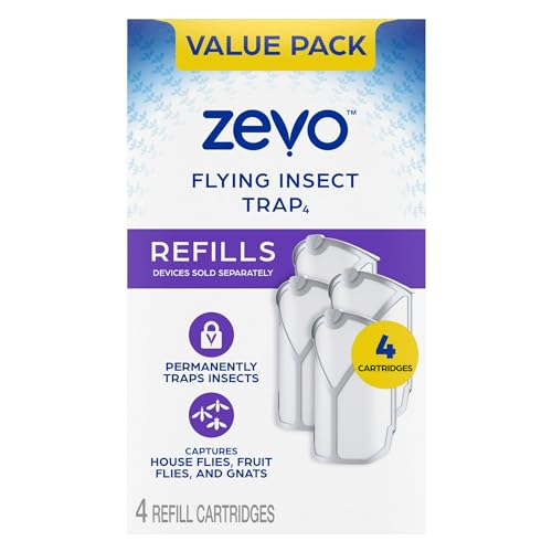 Zevo Flying Insect Trap, Fly Trap, Fruit Fly Trap (4 Refill Cartridges (New)