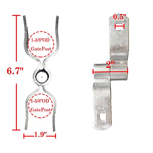 1-3/8" Chain Link Fence Post Hinge - Galvanized Steel Zinc Plated Pipe Hinge for Gate and Fence Frame