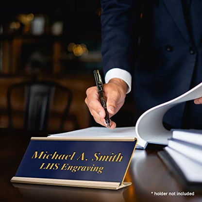 Custom Engraved Office Door Name Plate & Desk Signs, Navy Blue, 2x4 - color: B10 - Navy Blue & Gold Lettering, size: 2in x 4in (5.1cm x 10.1cm)