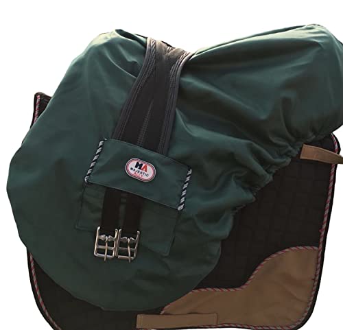 Majestic Ally Nylon Waterproof Fleece Lined Ride On English Saddle Cover-Multiple Color (Hunter Green) - color: Hunter Green