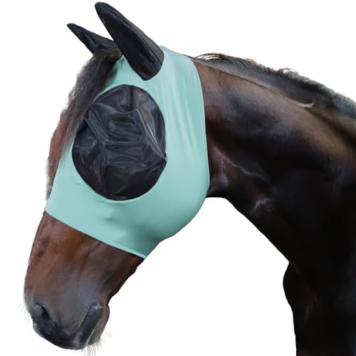 Stretch-Fit Fly Mask - color: Light Blue, size: Horse