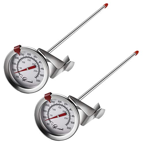 KT THERMO Deep Fry Thermometer with Instant Read,Oil Thermometer(2-Pack),12” Stainless Steel Stem Meat Cooking Thermometer,Best for Turkey,BBQ,Gril - color: 2-pack