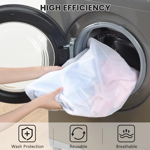 OTraki 12x16 Inch Mesh Laundry Bag 2 Pack Small Lingerie Bags with Handle and Zipper Fine Mesh Bags Delicate Washable Laundry for Home Colleage Travel Don't Drying, Melting 140-176℉, White - size: 12 x 16 inch