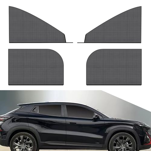 4 PCS Car Side Window Sunshade Net Combination Kit, Front Rear Window Glass Double-Layer Design Breathable High-Density Elastic Mesh, Modification Accessory, Suitable for Most SUVs (Black)
