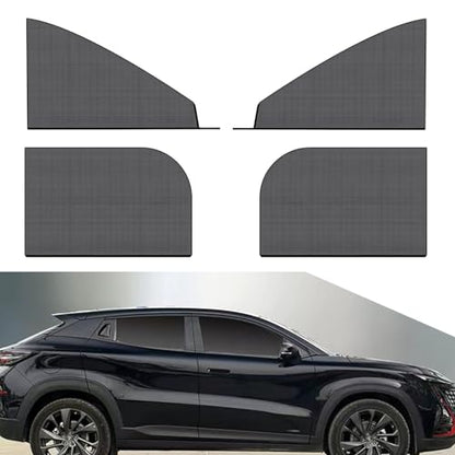 4 PCS Car Side Window Sunshade Net Combination Kit, Front Rear Window Glass Double-Layer Design Breathable High-Density Elastic Mesh, Modification Accessory, Suitable for Most SUVs (Black)