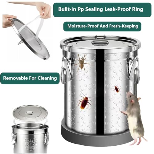 1.6Gal 304 Stainless Steel Bucket with Lid, Airtight Food Storage Container - size: Standard 6L/1.6gal