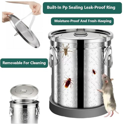 1.6Gal 304 Stainless Steel Bucket with Lid, Airtight Food Storage Container - size: Standard 6L/1.6gal