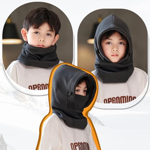 TRIWONDER Kids Winter Hats Balaclava Ski Mask for Boys Girls Toddlers Windproof Adjustable Cold Weather Face Mask Neck Warmer - color: Black