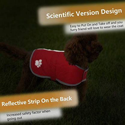 Queenmore Cold Weather Dog Coats Loft Reversible Winter Fleece Dog Vest Waterproof Pet Jacket Available in Extra Small, Small, Medium, Large Extra Large Sizes - color: Red, size: X-Small