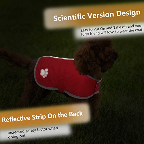 Queenmore Cold Weather Dog Coats Loft Reversible Winter Fleece Dog Vest Waterproof Pet Jacket Available in Extra Small, Small, Medium, Large Extra Large Sizes - color: Red, size: Small