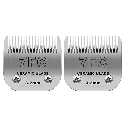 7FC Detachable Dog Blades Compatible with Andis/Oster A5 Grooming - color: Silver, size: 7FC 3.2mm (2 Pack)
