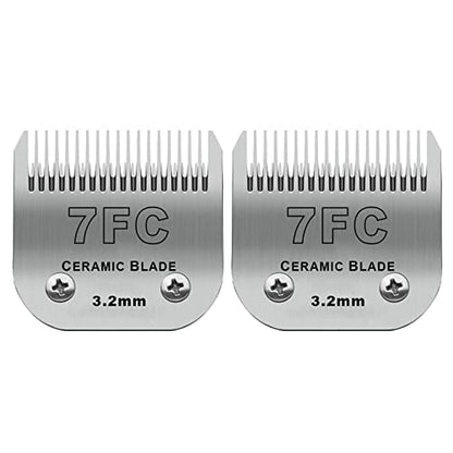 7FC Detachable Dog Blades Compatible with Andis/Oster A5 Grooming - color: Silver, size: 7FC 3.2mm (2 Pack)