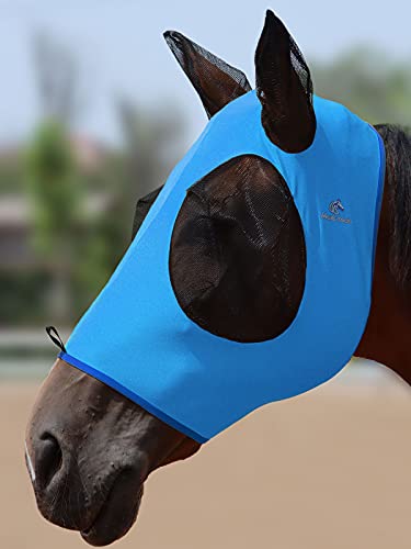 Mask Tech 5 Pieces Horse Fly Masks with Ears, Stretchy Elastic Mesh Fly Masks, 3D Eye Clearance, UV Protection-Large,Combo 18 - color: Combo 18, size: Large