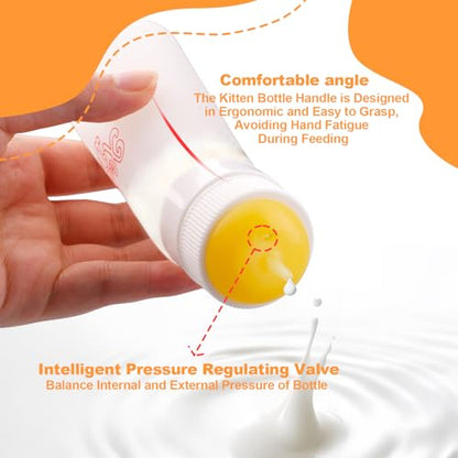 Pet Feeding Nipple with Syringe, Soft Silicone Nursing Pet Feeding Bottle, Ventilation Valve Resistant Tearing for Puppies, Kittens, Rabbit, Small Wildlife (Yellow) - color: Yellow-S Size