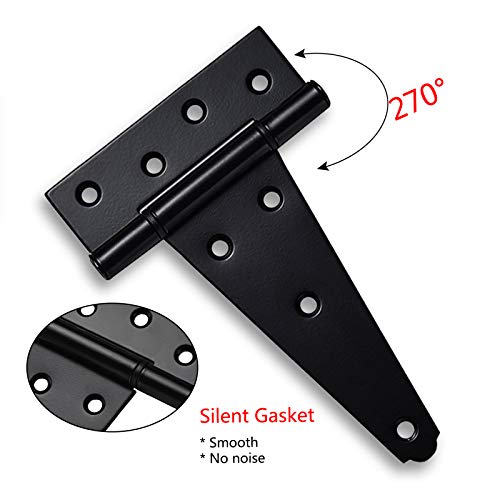 Heavy Duty Gate Hardware Kit,with Self Locking Gate Latch,2 PCS 6inch T-Hinges,1 PC 6.5inch Gate Handle