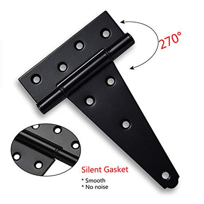 Heavy Duty Gate Hardware Kit,with Self Locking Gate Latch,2 PCS 6inch T-Hinges,1 PC 6.5inch Gate Handle