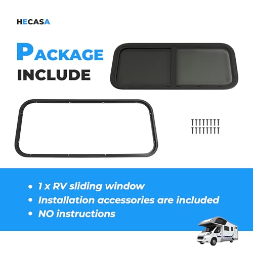 HECASA 36" W x 15" H Universal RV Window Horizontal Sliding W/Mesh Screen & - size: 36" W x 15" H