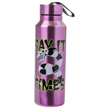 Silver Buffalo Beetlejuice Sandworm, Stainless Steel Water Bottle, 27oz | Say it Three Times, Includes Strap, 0.8 Liters - color: Beetlejuice, size: 27 Ounces