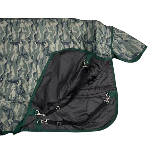 AJ Tack 1200D Waterproof Winter Horse Blanket - 400g Heavyweight Turnout with Fleece Collar, Shoulder Gussets & Tail Flap - Camouflage 80" - size: 80 Inches