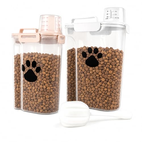 5-7Lbs Dog Storage Container with cleaning brush and Measuring Cup - color: 6QT+3QT-White