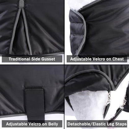 Winter Goat Blanket - 100g Fill Insulated, Waterproof Windproof and Breathable, Adjustable Cold Weather Coat for Goats Black Small - size: Small (Back Length: 17.3")