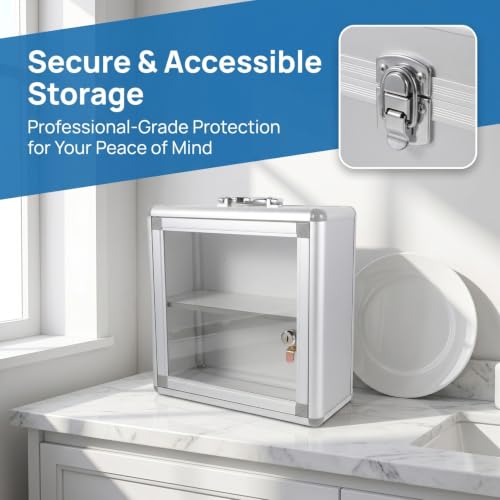 Healeved Medicine Storage Box Wall Hanging Emergency Medicine Box with Lockable Case Large Aid Container Empty for Home Office Kindergarten Outdoor Use