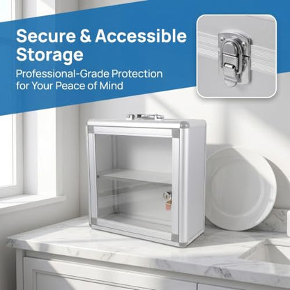 Healeved Medicine Storage Box Wall Hanging Emergency Medicine Box with Lockable Case Large Aid Container Empty for Home Office Kindergarten Outdoor Use