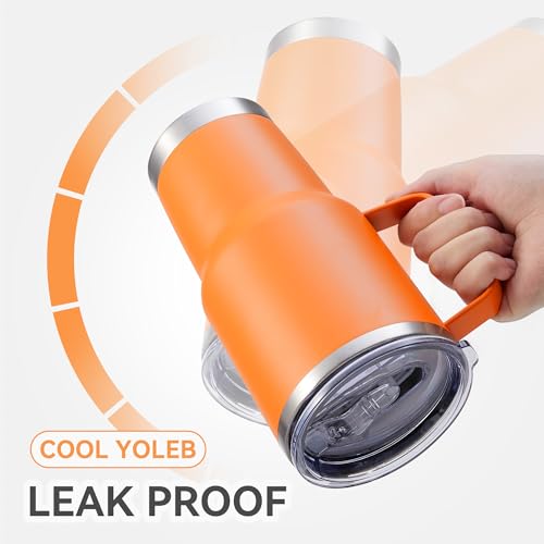 30 oz Stainless Steel Tumblers Bulk with Handle and Lid, 4 Pack - color: Orange