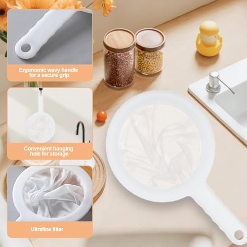Ultra-Fine Nylon Mesh Strainer- Mini Kitchen Colander for Coffee, Milk, Yogurt, Juice - Non-Slip Handle & Hanging Hole (120 Mesh) - size: 120 Mesh