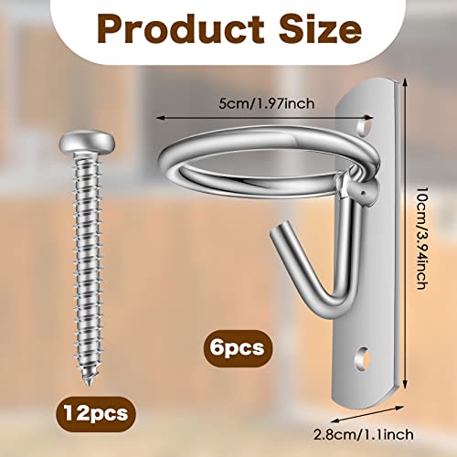 Dunzy 6 Pcs Bucket Hooks for Horses Bucket Hangers Holder Metal, Silver | Equestrian Water Hangers for Stalls, Wall Mount with Screws, Barn Feed Holder, Equestrian Farmhouse Stable Supplies - color: Silver