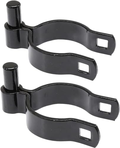 Chain Link Gate Post Hinge - Heavy Duty Pressed Steel - Includes Carriage Bolts & Nuts (Black Coated Steel, 2-3/8") - color: Black Coated Steel, size: 2-3/8"