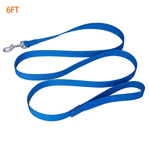 Strong Durable Nylon Dog Training Leash, 1 Inch Wide Traction Rope, 6 ft 10ft 15ft Long, for Small and Medium Dog (Blue, 6 Feet) - color: Blue, size: 6 Feet