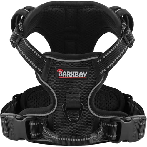 BARKBAY Dog Harness for Small Sized Dog No Pull 2 Leash Clips Dog Vest - color: Black, size: Small