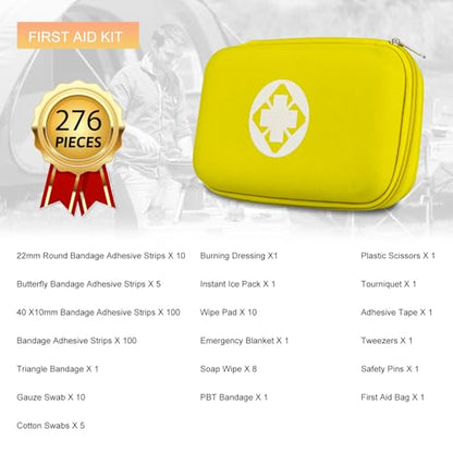 First Aid Kit 276PCS Car Home Camping Essentials Red Emergency Kit AMORNING - color: Yellow-276pcs