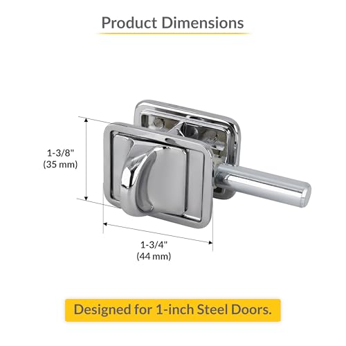 Brixwell 91-292 Concealed Latch With Square Hole, Polished Chrome Finish, Fits 1" Steel Doors, 1-3/4" Width,1-3/8" Height, Used for Commercial and Residential Door Applications