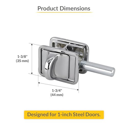 Brixwell 91-292 Concealed Latch With Square Hole, Polished Chrome Finish, Fits 1" Steel Doors, 1-3/4" Width,1-3/8" Height, Used for Commercial and Residential Door Applications
