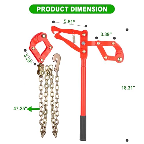 Chain Fence Strainer Plain Barbed Woven Wire Stretcher Tool for Center & End Post Pull, Carbon Steel Fence Tensioner Repair Tool, 47.25" Chain Capacity 2200lbs Farm, Ranch (Red, 1 Pack) - color: Red (1 Pack)