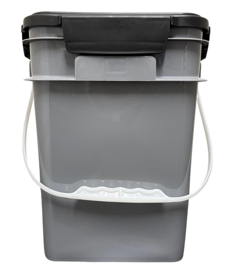 House Naturals 4 Gallon Square Food Grade Plastic Bucket with Lid, Made in USA (Pack of 2) BPA Free (Grey) - color: Gray