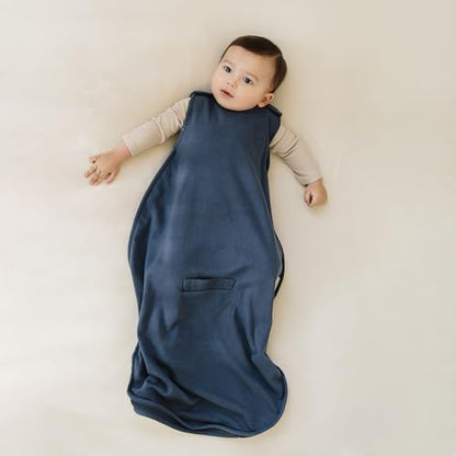 Woolino 4 Season Ultimate Baby Sleep Sack – Merino Wool Baby Sleeping Bag, Organic Cotton Outer, Temperature Regulating Wearable Blanket, All Season, 2 Months–2 Years - Indigo - color: Indigo