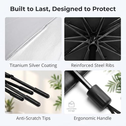 1 PC Car Sunshade Umbrella, Windshield Sun Shade with UV Block, Foldable Reflective Sunscreen Front Window Cover, Universal for Most Cars, Trucks, SUVs (55"x 31" Sliver #B) - color: Silver #B