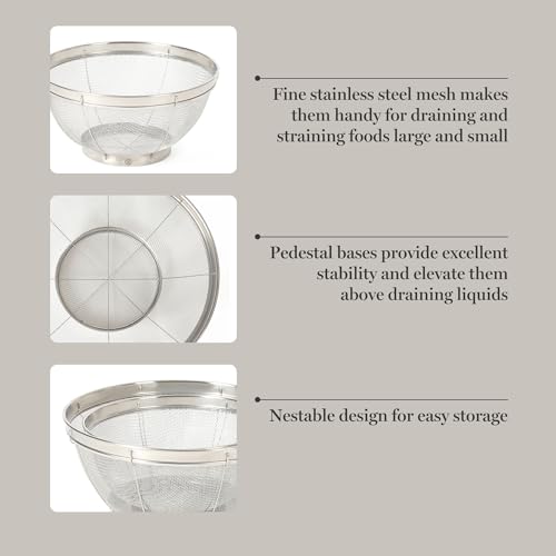 Martha Stewart Covello Stainless Steel Mesh Colander Set 2-Pieces, Silve
