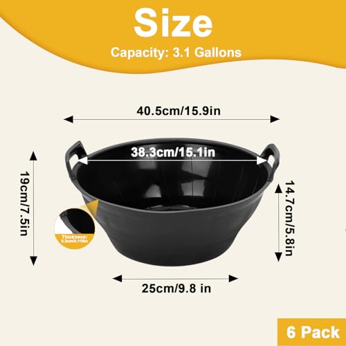 4Pcs Rubber and Plastic Feed Pan with Handle, 3 Gallon / 12 Quart