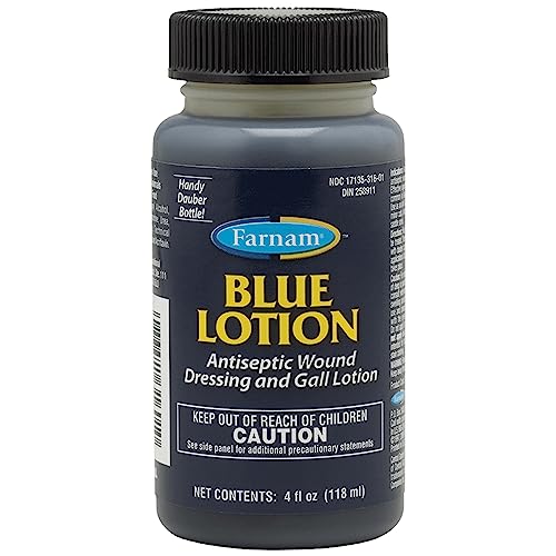 Farnam Blue Lotion Antiseptic Wound Dressing and Gall Lotion, 4 oz | Helps treatment of surface wounds, minor cuts, or abrasions for Horses and Dogs